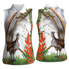 Australia Superb Lyrebird Women Sleeveless Polo Shirt Aussie Map - Rainforest Vibes