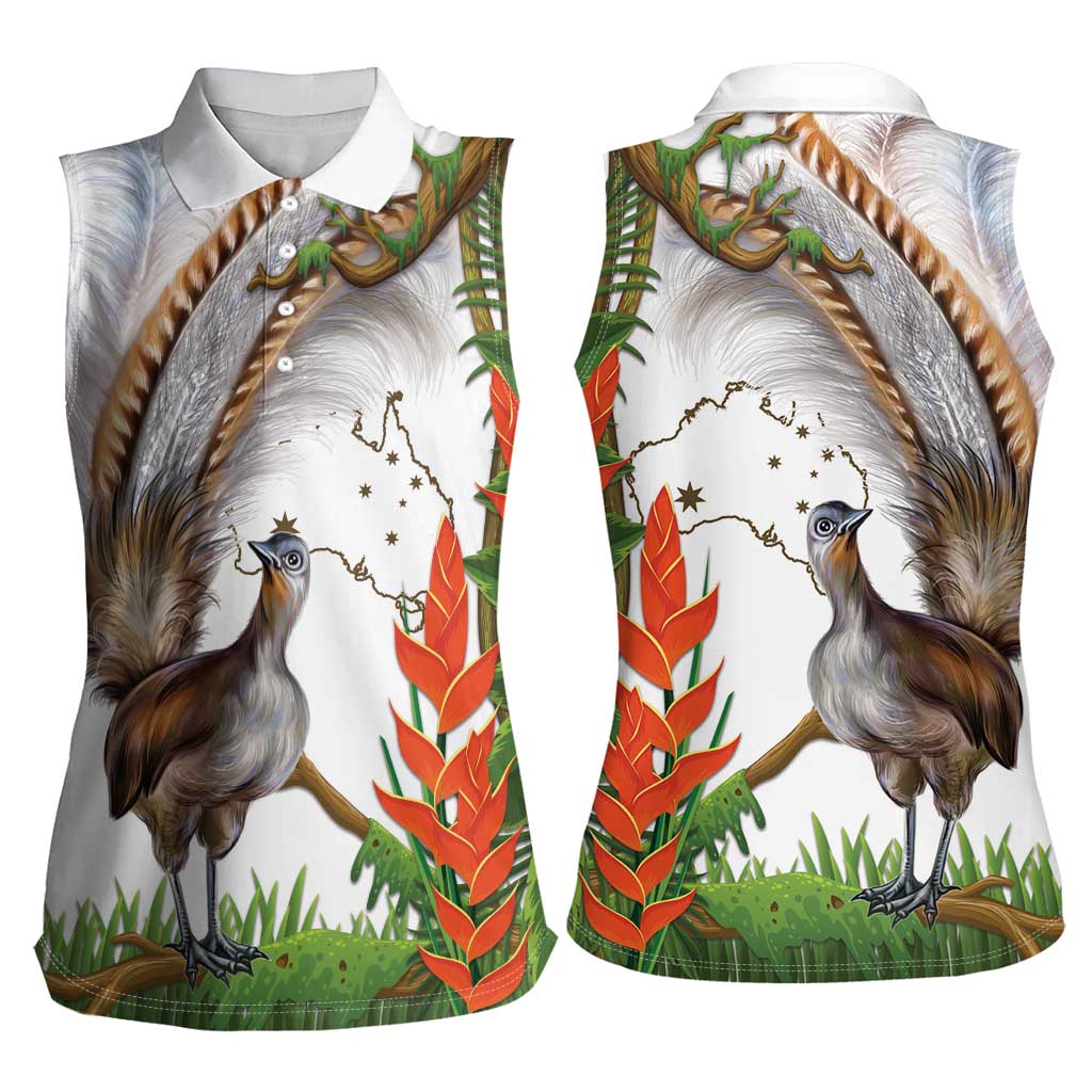 Australia Superb Lyrebird Women Sleeveless Polo Shirt Aussie Map - Rainforest Vibes