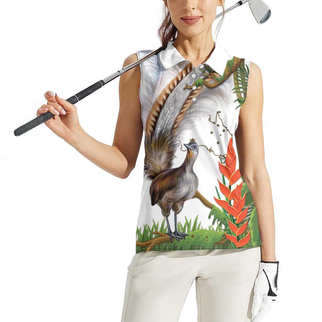 Australia Superb Lyrebird Women Sleeveless Polo Shirt Aussie Map - Rainforest Vibes