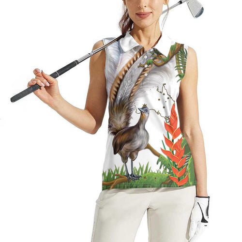 Australia Superb Lyrebird Women Sleeveless Polo Shirt Aussie Map - Rainforest Vibes