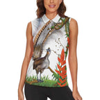 Australia Superb Lyrebird Women Sleeveless Polo Shirt Aussie Map - Rainforest Vibes
