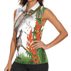 Australia Superb Lyrebird Women Sleeveless Polo Shirt Aussie Map - Rainforest Vibes