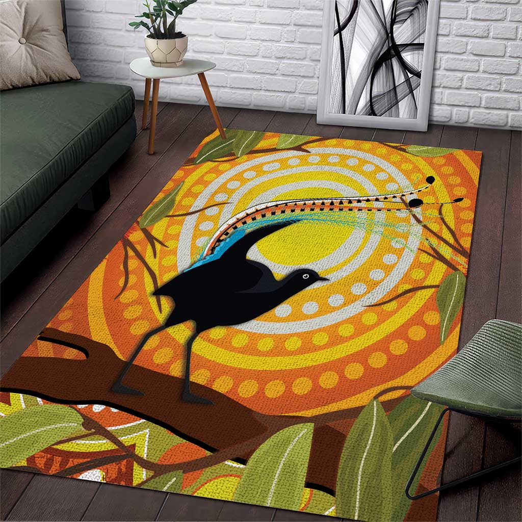 Australia Superb Lyrebird Area Rug Aboriginal Art