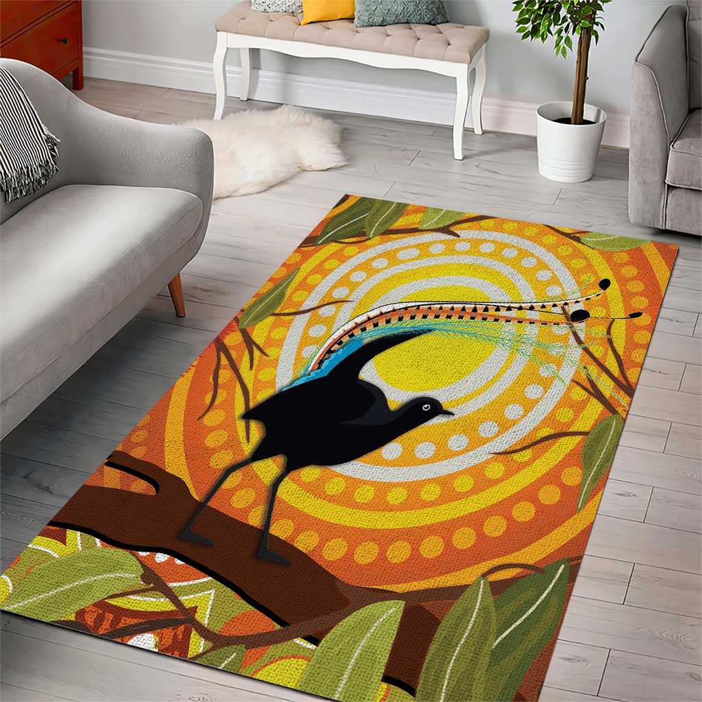Australia Superb Lyrebird Area Rug Aboriginal Art