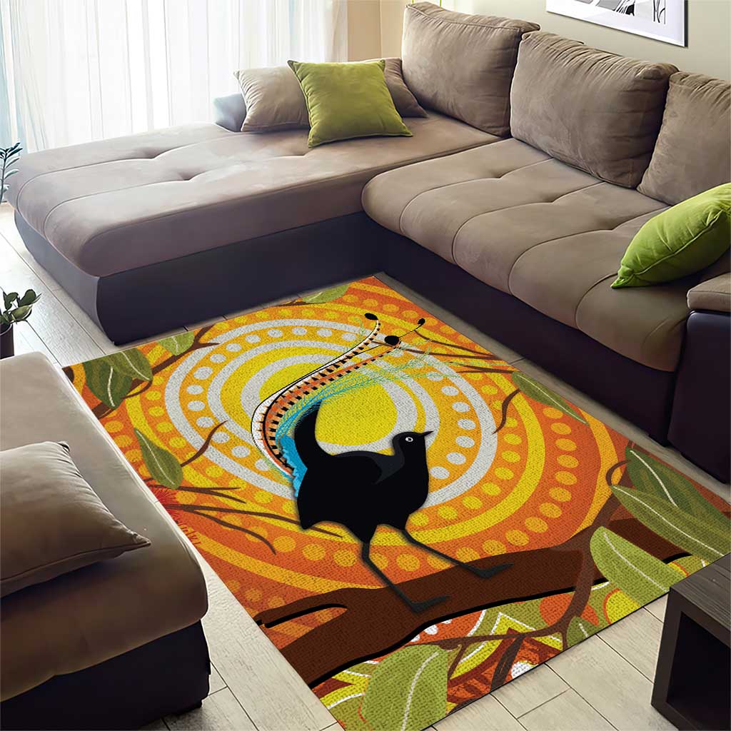 Australia Superb Lyrebird Area Rug Aboriginal Art