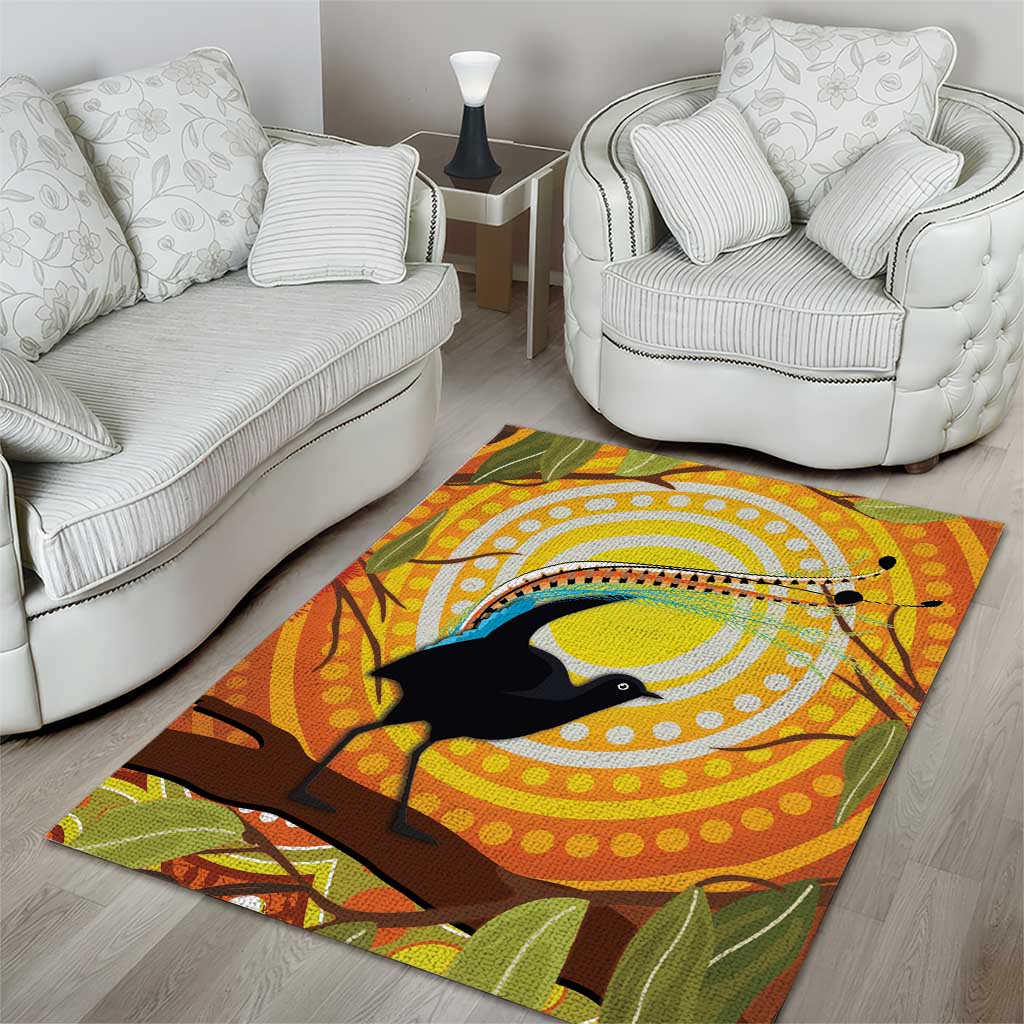 Australia Superb Lyrebird Area Rug Aboriginal Art