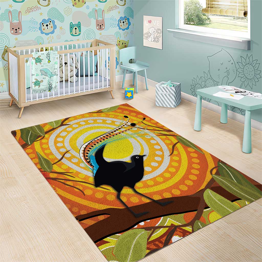 Australia Superb Lyrebird Area Rug Aboriginal Art