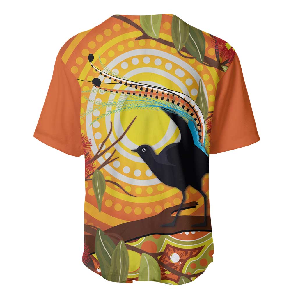 Australia Superb Lyrebird Baseball Jersey Aboriginal Art