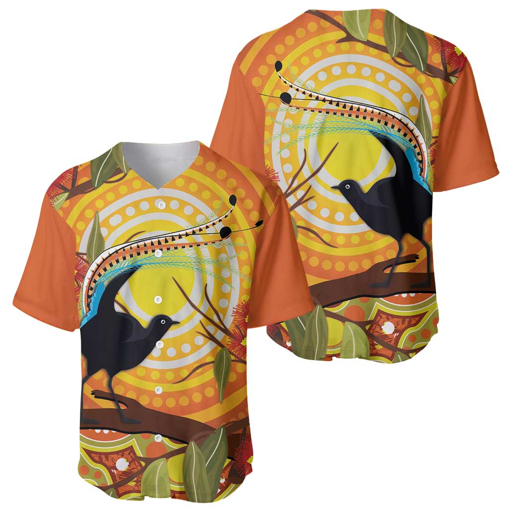 Australia Superb Lyrebird Baseball Jersey Aboriginal Art