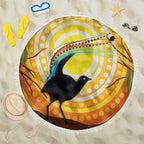 Australia Superb Lyrebird Beach Blanket Aboriginal Art