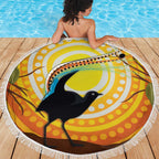 Australia Superb Lyrebird Beach Blanket Aboriginal Art