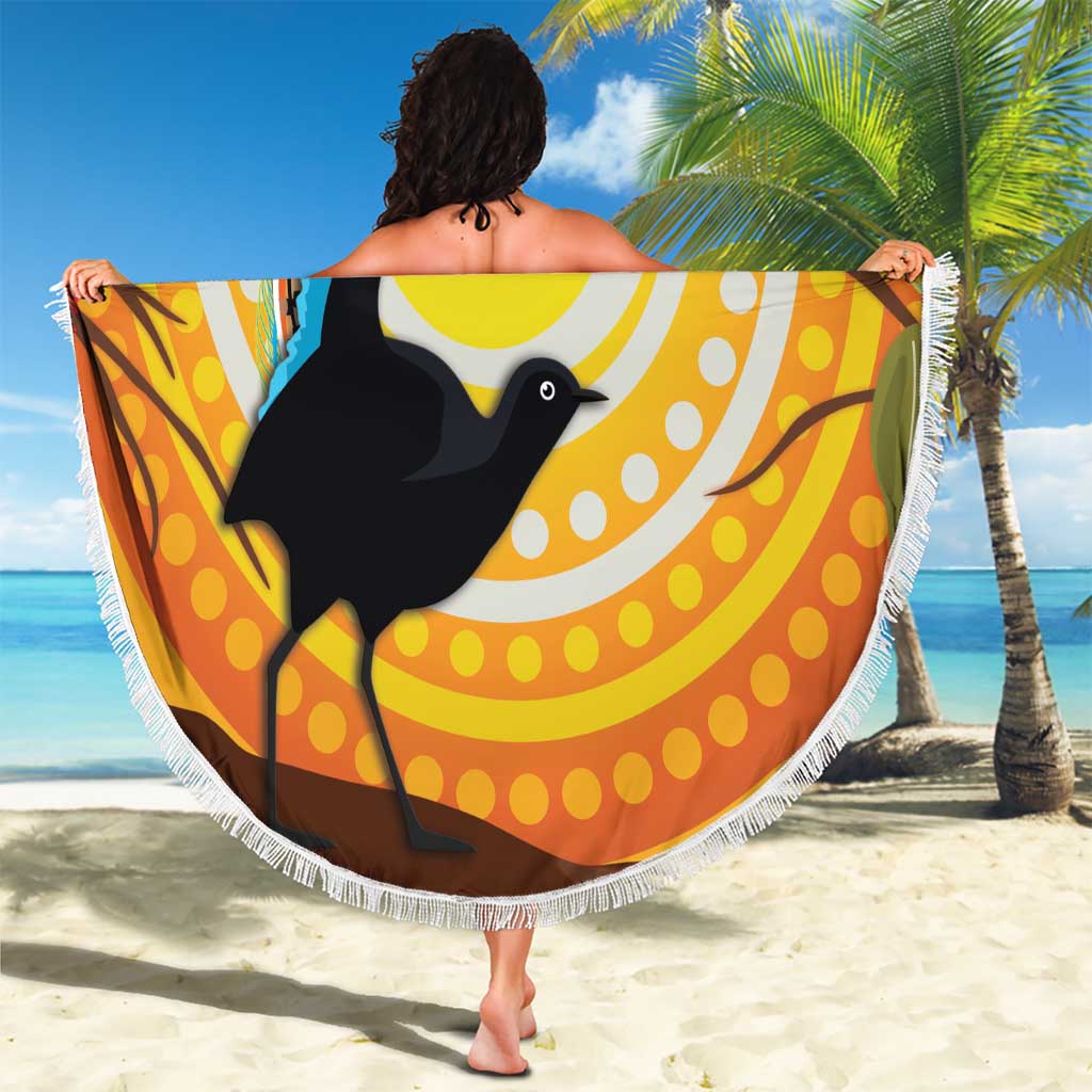 Australia Superb Lyrebird Beach Blanket Aboriginal Art