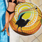 Australia Superb Lyrebird Beach Blanket Aboriginal Art