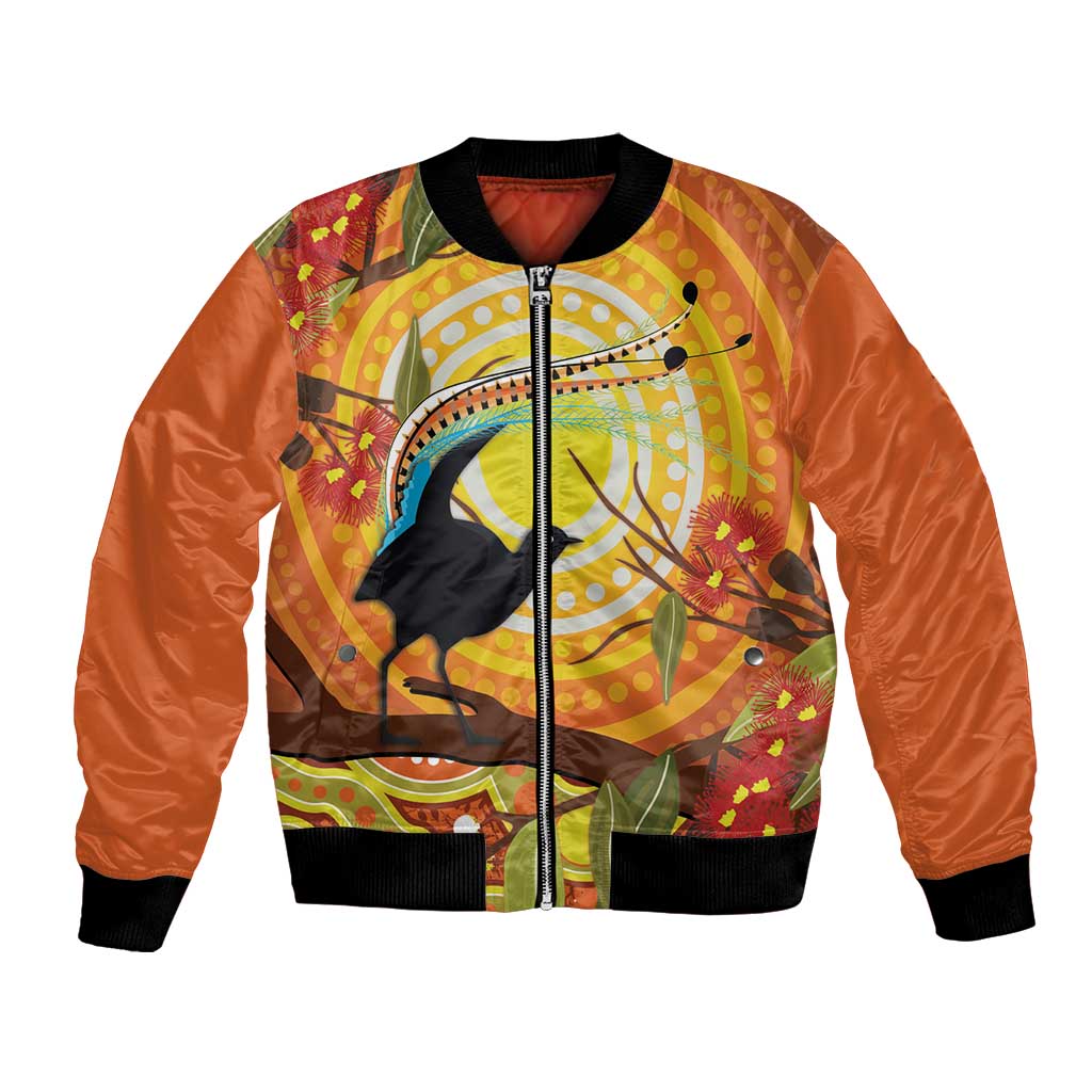 Australia Superb Lyrebird Bomber Jacket Aboriginal Art