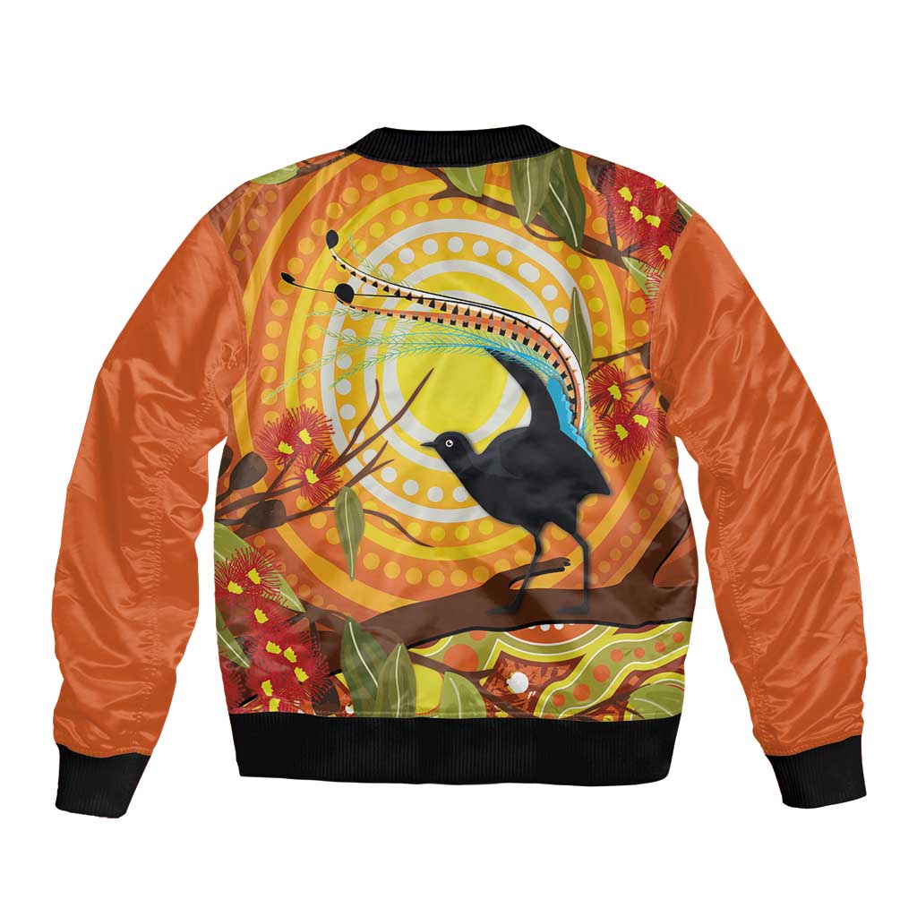 Australia Superb Lyrebird Bomber Jacket Aboriginal Art