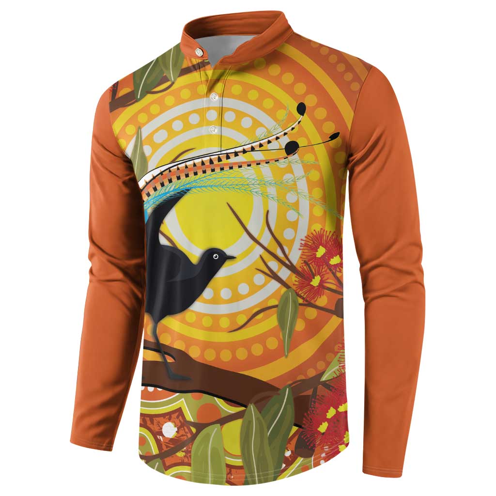 Australia Superb Lyrebird Button Sweatshirt Aboriginal Art
