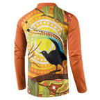 Australia Superb Lyrebird Button Sweatshirt Aboriginal Art