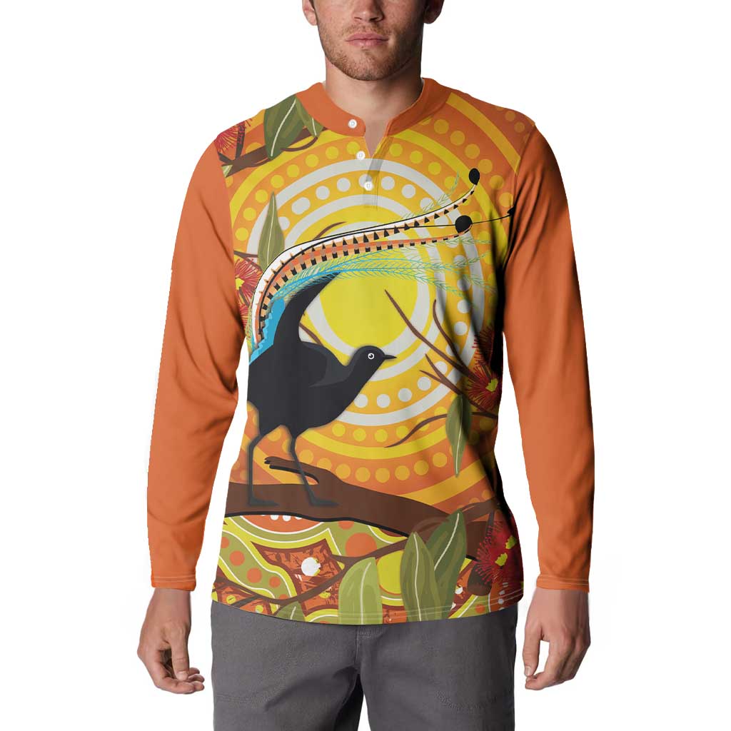 Australia Superb Lyrebird Button Sweatshirt Aboriginal Art