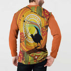 Australia Superb Lyrebird Button Sweatshirt Aboriginal Art