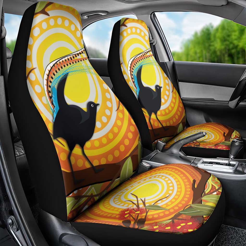 Australia Superb Lyrebird Car Seat Cover Aboriginal Art