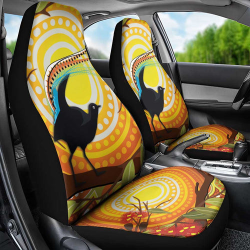 Australia Superb Lyrebird Car Seat Cover Aboriginal Art