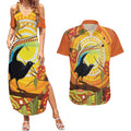 Australia Superb Lyrebird Couples Matching Summer Maxi Dress and Hawaiian Shirt Aboriginal Art