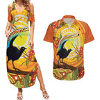Australia Superb Lyrebird Couples Matching Summer Maxi Dress and Hawaiian Shirt Aboriginal Art