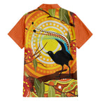 Australia Superb Lyrebird Family Matching Long Sleeve Bodycon Dress and Hawaiian Shirt Aboriginal Art
