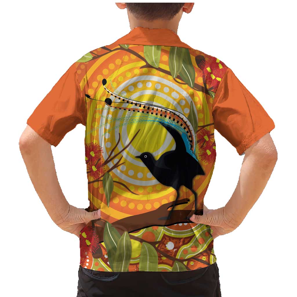 Australia Superb Lyrebird Family Matching Mermaid Dress and Hawaiian Shirt Aboriginal Art