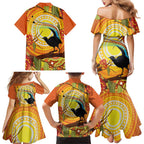 Australia Superb Lyrebird Family Matching Mermaid Dress and Hawaiian Shirt Aboriginal Art