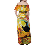 Australia Superb Lyrebird Family Matching Off Shoulder Maxi Dress and Hawaiian Shirt Aboriginal Art
