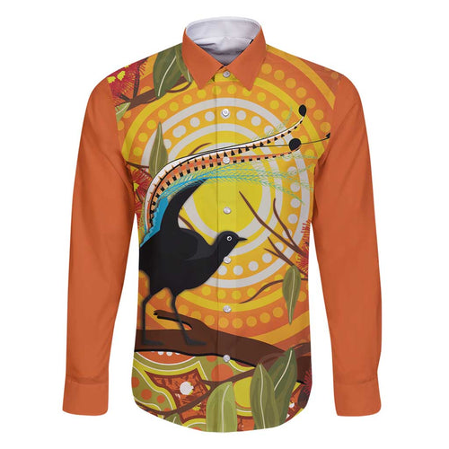 Australia Superb Lyrebird Family Matching Off Shoulder Short Dress and Hawaiian Shirt Aboriginal Art
