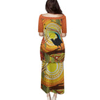 Australia Superb Lyrebird Family Matching Puletasi and Hawaiian Shirt Aboriginal Art