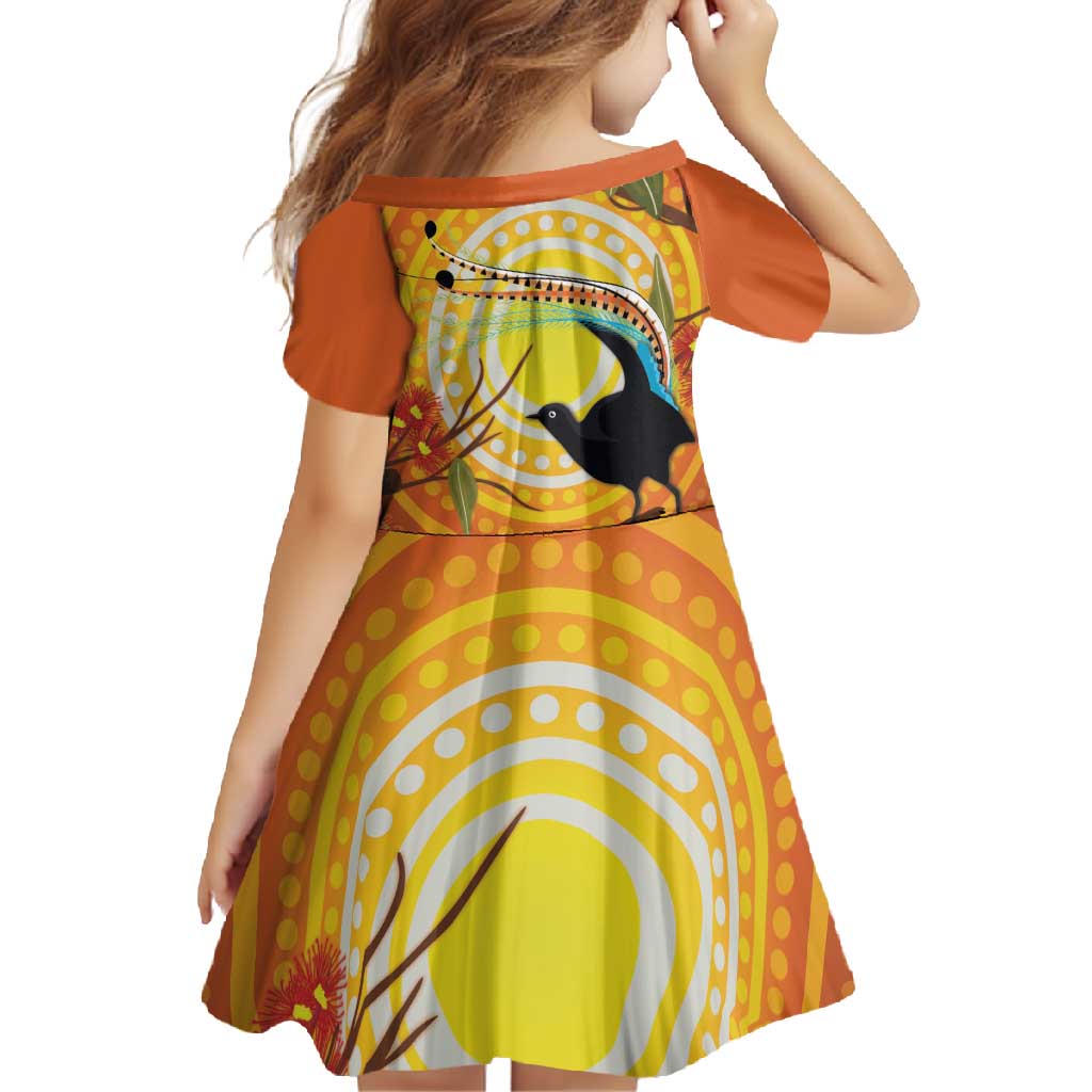 Australia Superb Lyrebird Family Matching Short Sleeve Bodycon Dress and Hawaiian Shirt Aboriginal Art