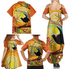 Australia Superb Lyrebird Family Matching Summer Maxi Dress and Hawaiian Shirt Aboriginal Art