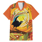 Australia Superb Lyrebird Family Matching Summer Maxi Dress and Hawaiian Shirt Aboriginal Art