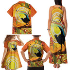 Australia Superb Lyrebird Family Matching Tank Maxi Dress and Hawaiian Shirt Aboriginal Art