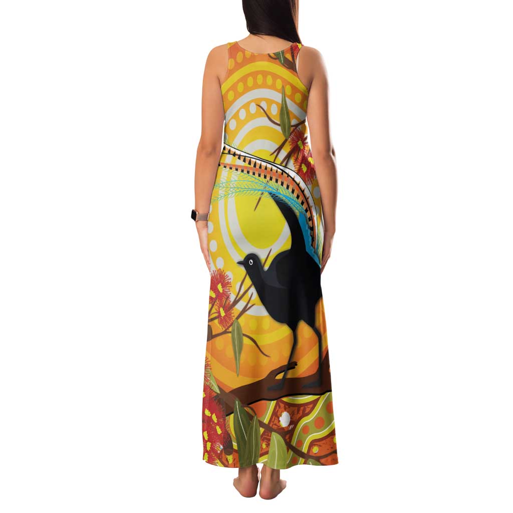 Australia Superb Lyrebird Family Matching Tank Maxi Dress and Hawaiian Shirt Aboriginal Art
