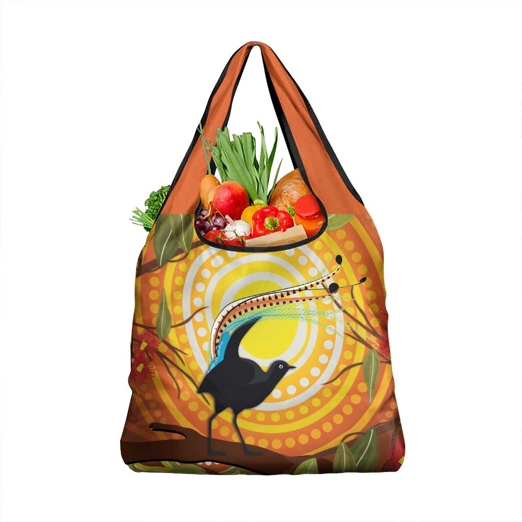 Australia Superb Lyrebird Grocery Bag Aboriginal Art