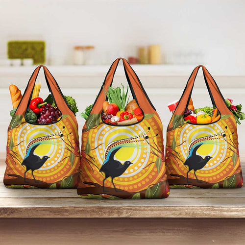 Australia Superb Lyrebird Grocery Bag Aboriginal Art