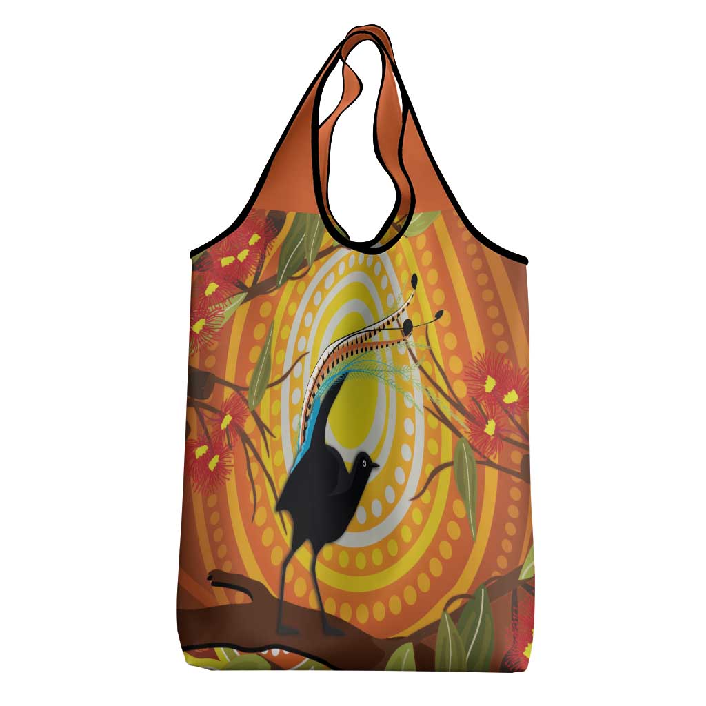 Australia Superb Lyrebird Grocery Bag Aboriginal Art