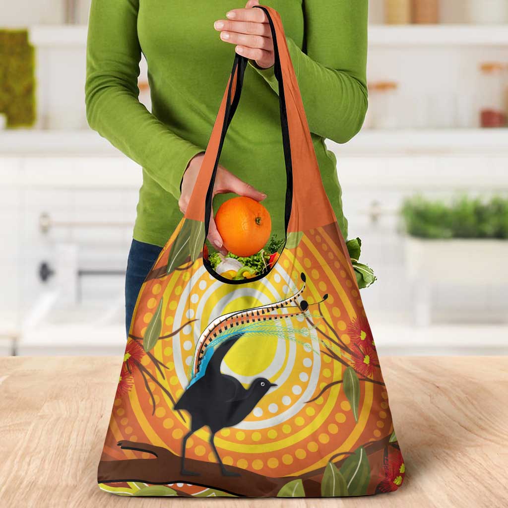 Australia Superb Lyrebird Grocery Bag Aboriginal Art