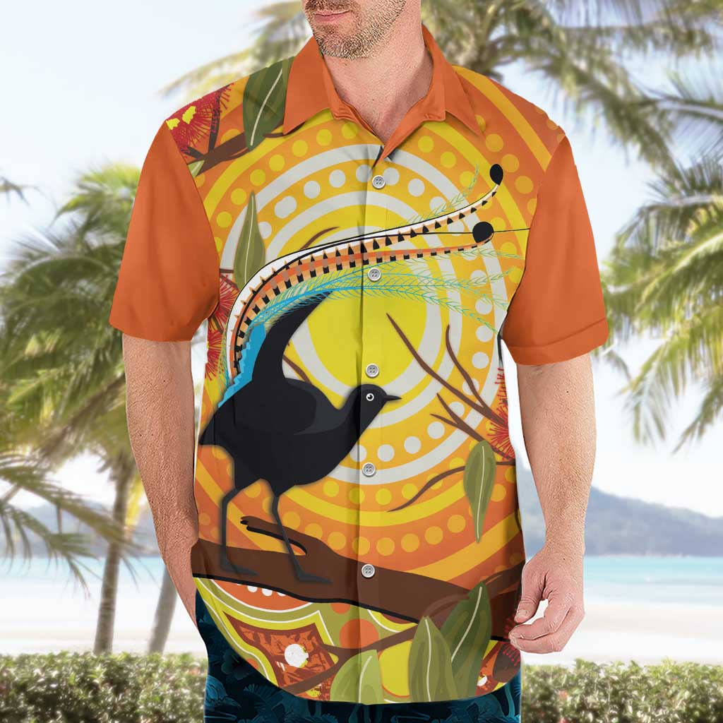 Australia Superb Lyrebird Hawaiian Shirt Aboriginal Art