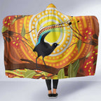 Australia Superb Lyrebird Hooded Blanket Aboriginal Art