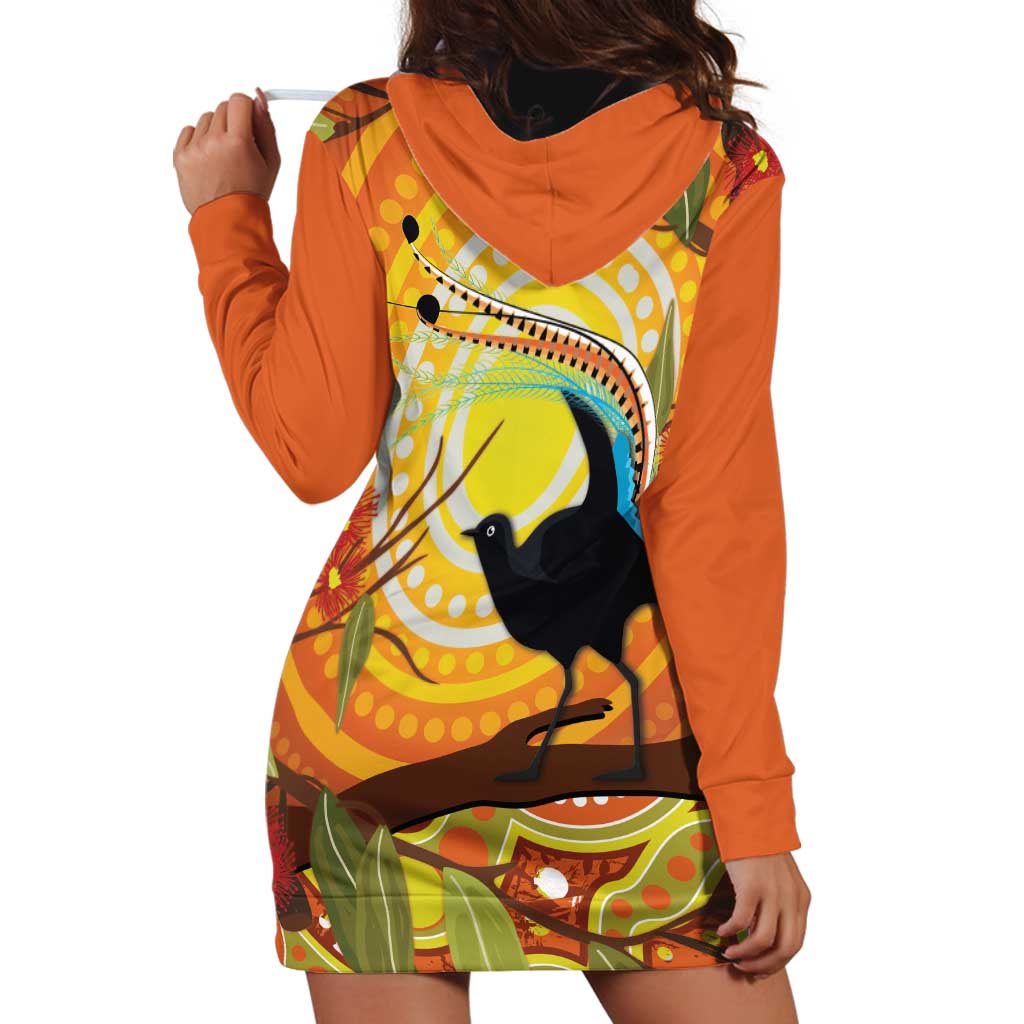 Australia Superb Lyrebird Hoodie Dress Aboriginal Art