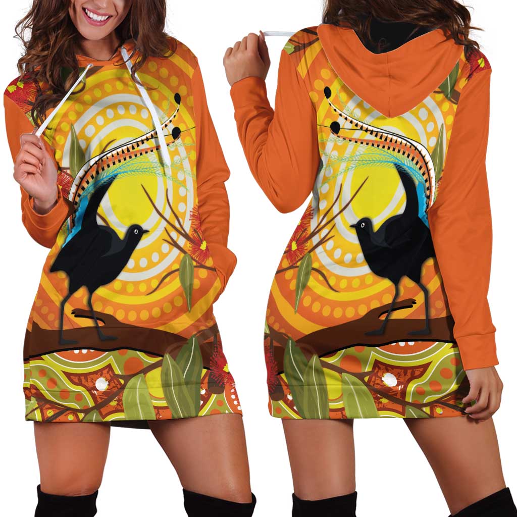 Australia Superb Lyrebird Hoodie Dress Aboriginal Art
