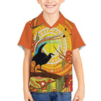 Australia Superb Lyrebird Kid Hawaiian Shirt Aboriginal Art