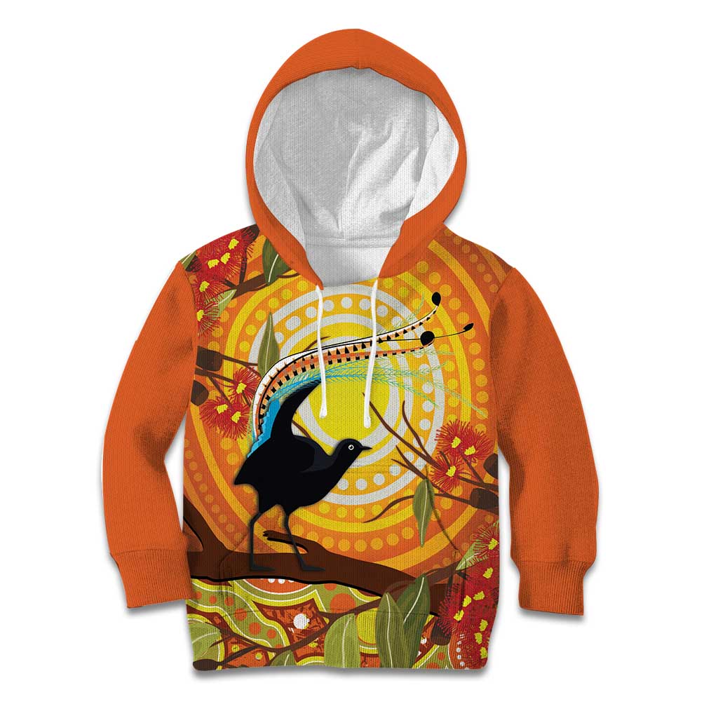 Australia Superb Lyrebird Kid Hoodie Aboriginal Art
