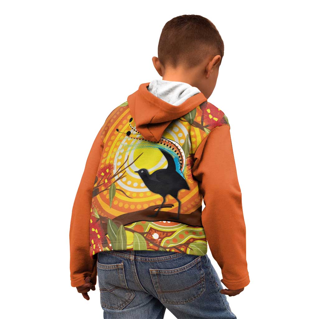 Australia Superb Lyrebird Kid Hoodie Aboriginal Art