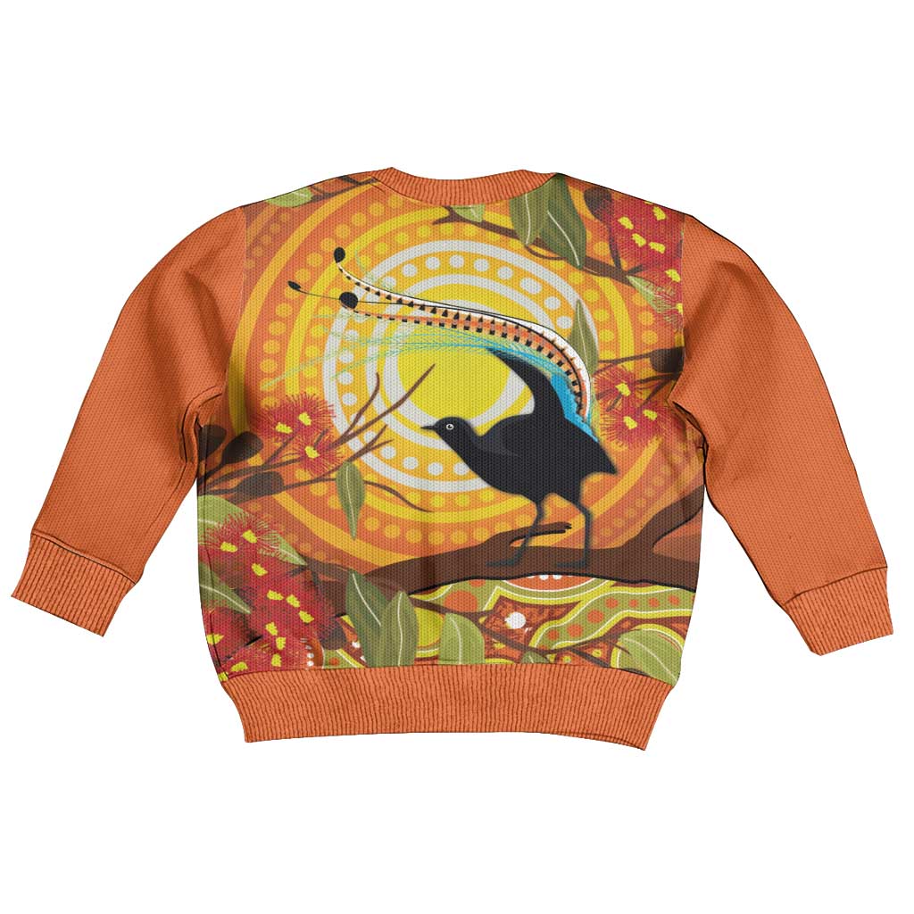 Australia Superb Lyrebird Kid Ugly Christmas Sweater Aboriginal Art